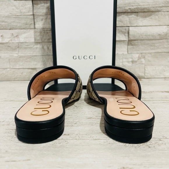 Gucci Jolie Black GG Supreme Monogram Matelasse Sandals Mules Slides SZ 36 - Picture 6 of 16
